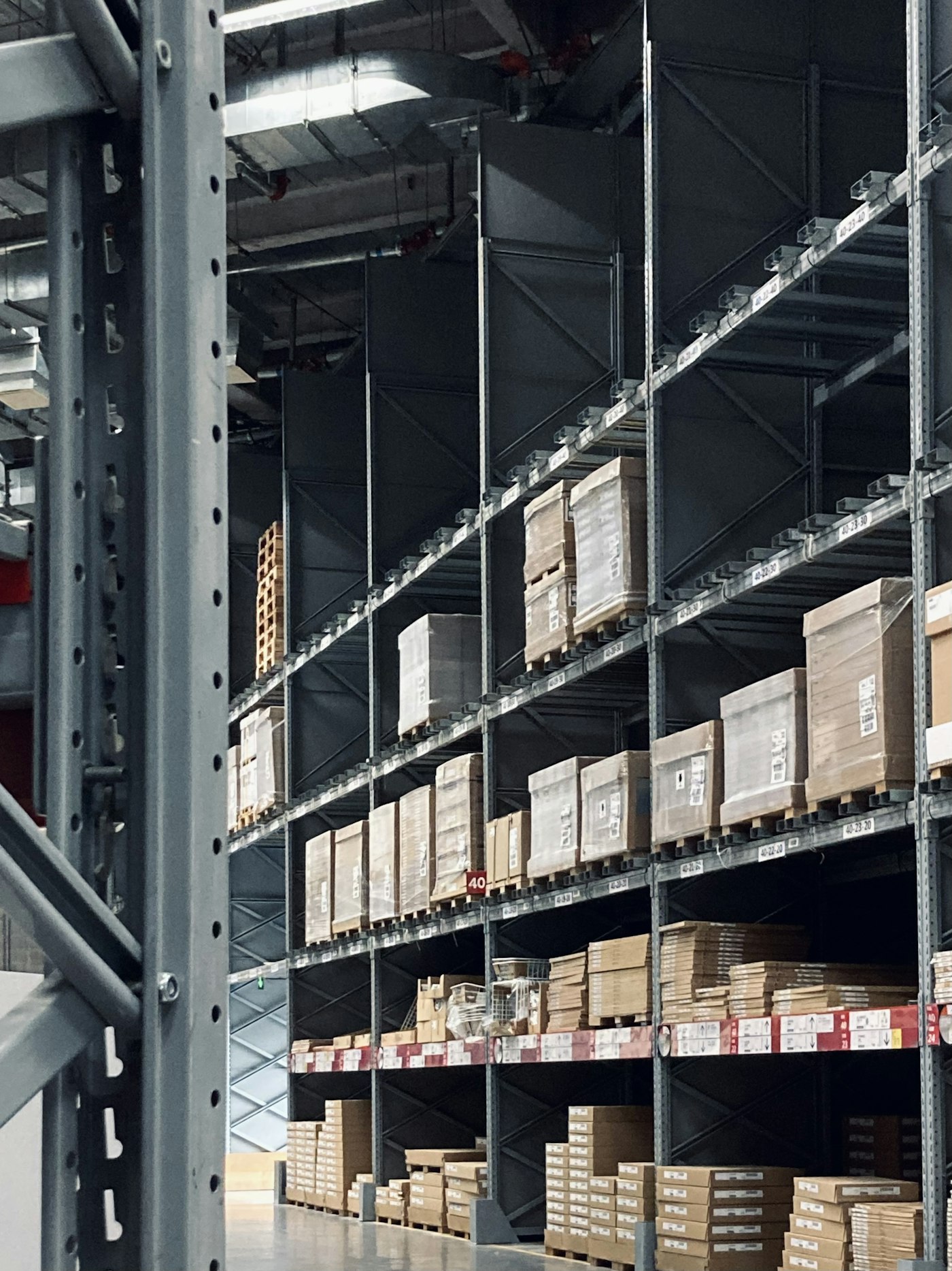 Organised warehouse racks showing the importance of inventory visibility and control